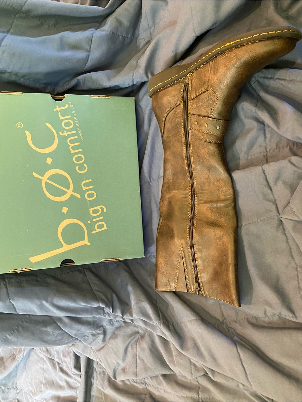 b.o.c. Women's Brown Mid-Calf Leather Boots with Buckle Detail - Picture 2 of 7